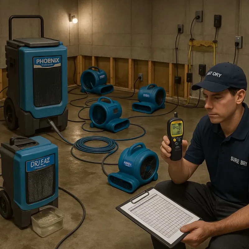 Structural Drying and Dehumidification process in Woodbury, NY